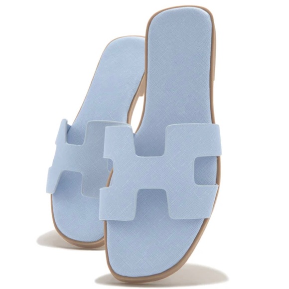 Light Blue H Band Slip On Sandal - Picture 2 of 12